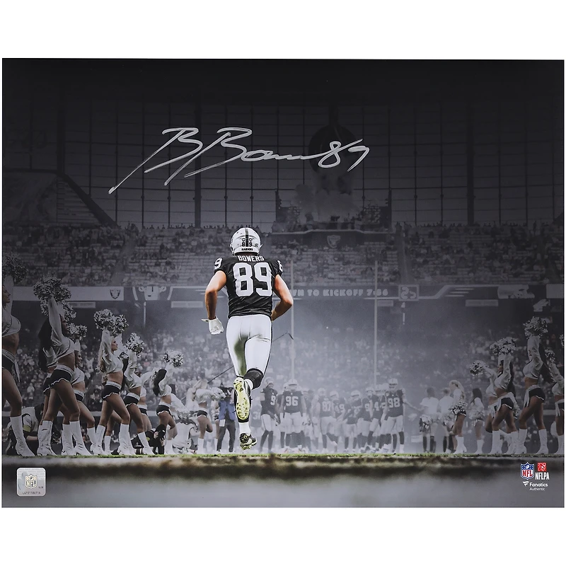 Brock Bowers Las Vegas Raiders Autographed 16" x 20" Running on Field Entrance Spotlight Photograph