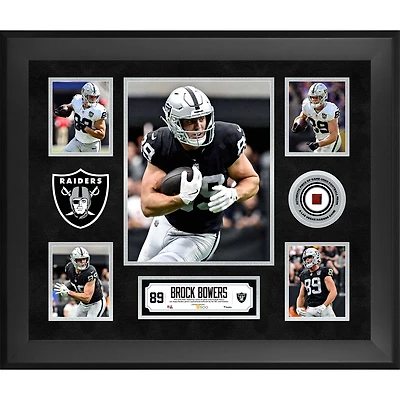 Brock Bowers Las Vegas Raiders Framed 20" x 24" 5-Photo Collage with a Piece of Game-Used Football - Limited Edition of 500