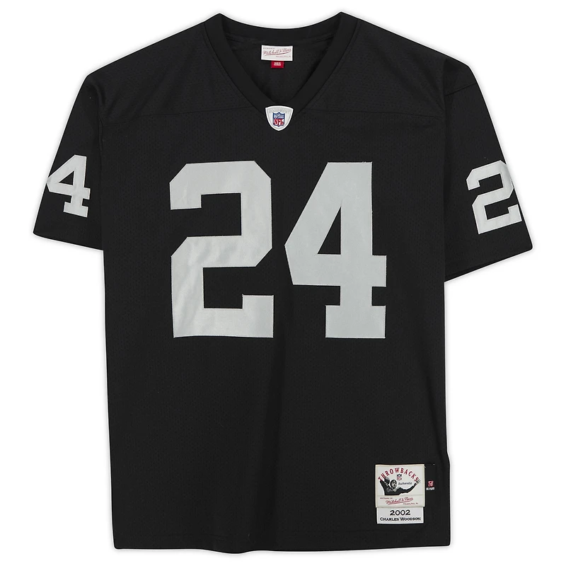 Maillot de joueur authentique autographié par Charles Woodson des Las Vegas Raiders par Mitchell & Ness avec inscription « HOF 21 »