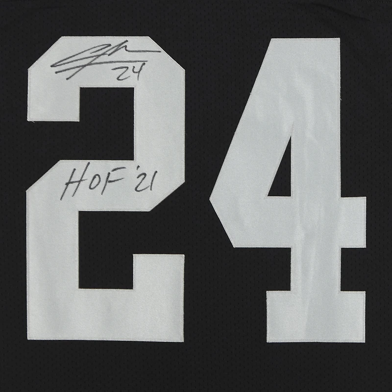 Maillot de joueur authentique autographié par Charles Woodson des Las Vegas Raiders par Mitchell & Ness avec inscription « HOF 21 »