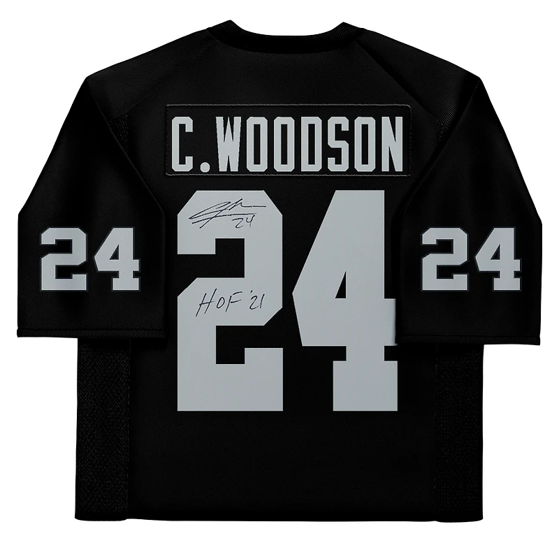 Maillot de joueur authentique autographié par Charles Woodson des Las Vegas Raiders par Mitchell & Ness avec inscription « HOF 21 »