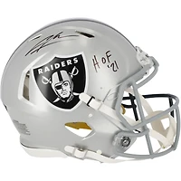 Casque Riddell Speed ​​Authentic Half & Half autographié par Charles Woodson des Raiders de Las Vegas, avec inscription « HOF 21 » et signature sur le côté Las Vegas.