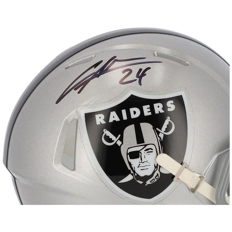 Casque miniature Riddell Speed autographié par Charles Woodson des Raiders de Las Vegas