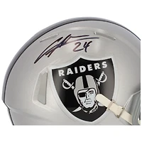 Casque miniature Riddell Speed ​​autographié par Charles Woodson des Raiders de Las Vegas