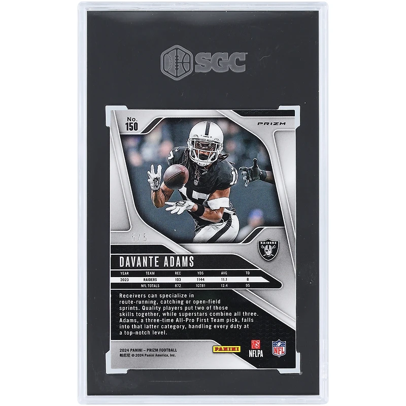 Carte Panini Prizm Gold Vinyle Davante Adams Las Vegas Raiders 2024 Prizm #150 #5/5 SGC Authentifiée 8.5