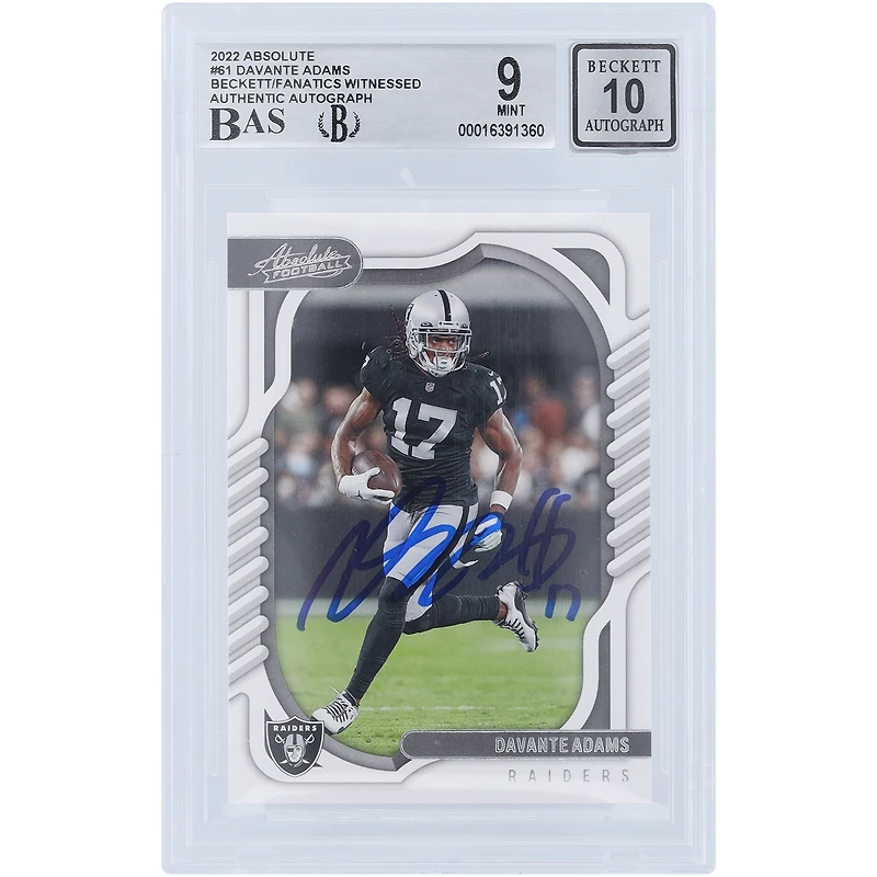 Carte Panini Absolute #61 autographiée 2022 de Davante Adams Las Vegas Raiders Beckett Fanatics Witnessed Authenticated /10