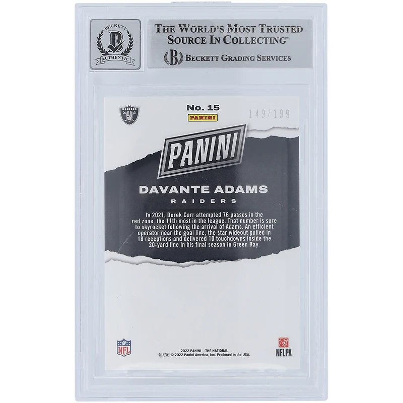 Davante Adams Las Vegas Raiders Autographed 2022 Panini National Convention Orange #15 #/199 Beckett Fanatics Witnessed Authenticated 10 Card