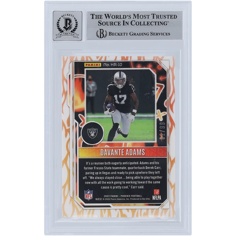 Davante Adams Las Vegas Raiders Autographed 2022 Panini Phoenix Hot Routes Orange #HR-10 #/99 Beckett Fanatics Witnessed Authenticated 10 Card