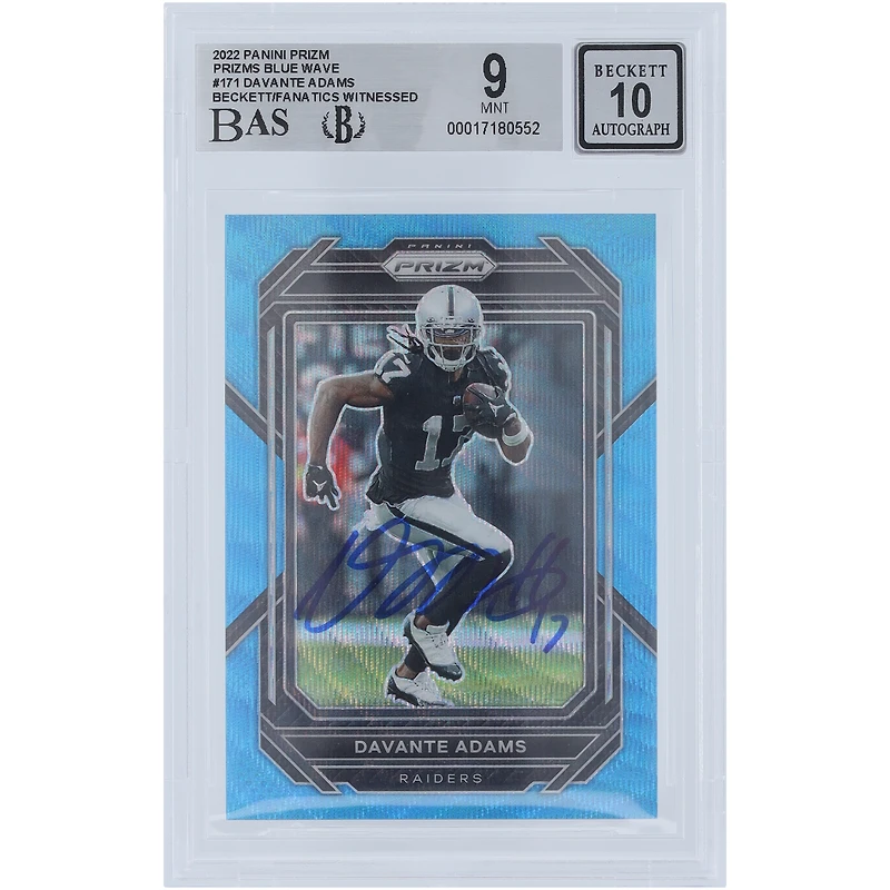 Davante Adams Las Vegas Raiders Autographed 2022 Panini Prizm Blue Wave #171 #/199 Beckett Fanatics Witnessed Authenticated 9/10 Card