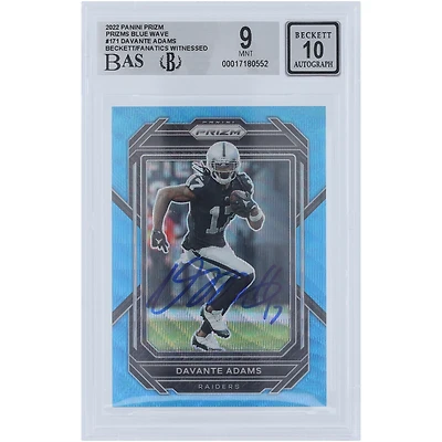 Davante Adams Las Vegas Raiders Autographed 2022 Panini Prizm Blue Wave #171 #/199 Beckett Fanatics Witnessed Authenticated 9/10 Card