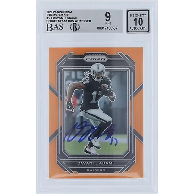 Davante Adams Las Vegas Raiders Autographed 2022 Panini Prizm Orange #171 #/249 Beckett Fanatics Witnessed Authenticated 9/10 Card