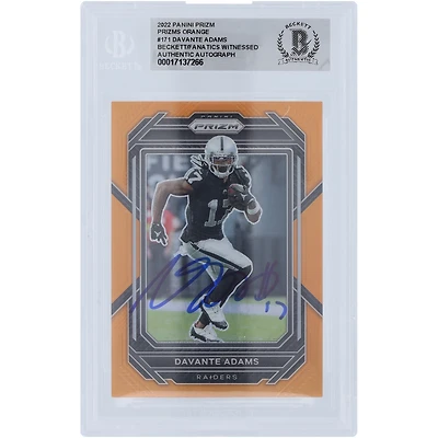Davante Adams Las Vegas Raiders Autographed 2022 Panini Prizm Orange Prizm #171 #/249 Beckett Fanatics Witnessed Authenticated Card