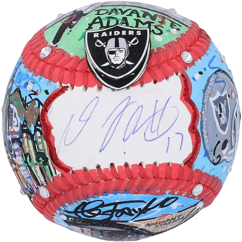 Ballon de baseball autographié par Davante Adams des Las Vegas Raiders - Illustration de Charles Fazzino - QL84439532
