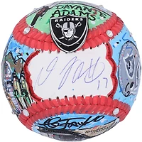 Ballon de baseball autographié par Davante Adams des Las Vegas Raiders - Illustration de Charles Fazzino - QL84439532