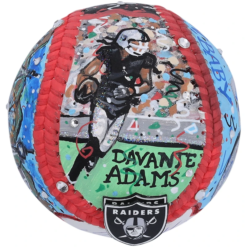 Ballon de baseball autographié par Davante Adams des Las Vegas Raiders - Illustration de Charles Fazzino - QL84439532