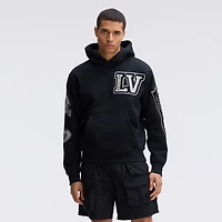 Sweat à capuche Letterman en polaire emblématique des Las Vegas Raiders noirs de Fanatics