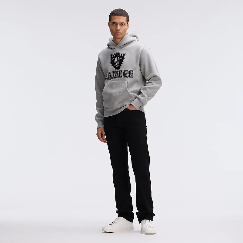 Fanatics Heather Gray Las Vegas Raiders IconicFleece Flocked Hoodie