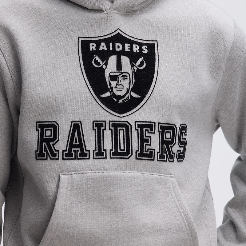Fanatics Heather Gray Las Vegas Raiders IconicFleece Flocked Hoodie