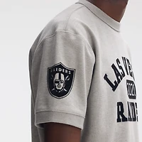 Sweat-shirt à manches courtes Fanatics Heather Gray Las Vegas Raiders IconicFleece