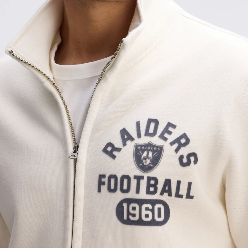 Veste polaire emblématique Fanatics Oatmeal Las Vegas Raiders à fermeture éclair intégrale