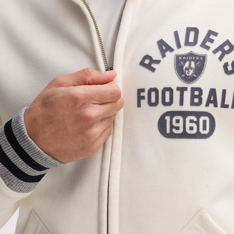 Fanatics Oatmeal Las Vegas Raiders IconicFleece Full-Zip Jacket