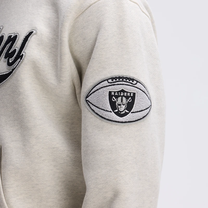 Sweat à capuche Fanatics Oatmeal Las Vegas Raiders Iconic bords en polaire