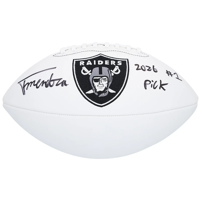 Fernando Mendoza Las Vegas Raiders Autographed Wilson White Panel Football with "2026 #1 Pick" Inscription