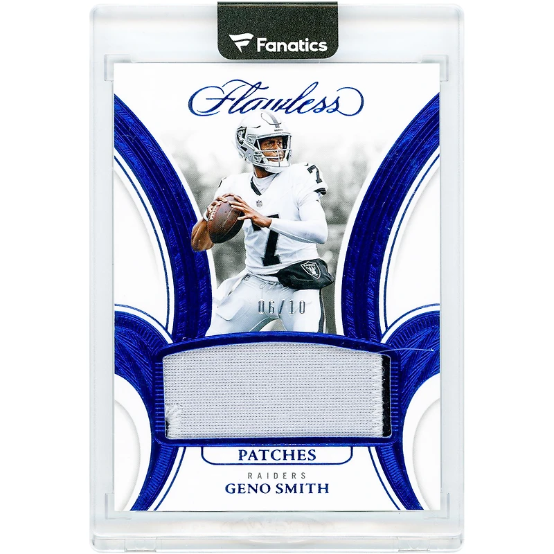 Carte Geno Smith Las Vegas Raiders 2025 Panini Flawless Sapphire Patches Dual-Color Relic #PAT-GSH #6/10