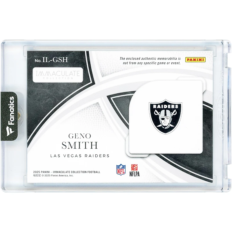 Geno Smith Las Vegas Raiders 2025 Panini Immaculate Collection Shields NFL Shield Quad-Color Relic #IL-GSH #3/5 Card