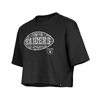 Girl's New Era Black Las Vegas Raiders Flip Sequin Boxy T-Shirt