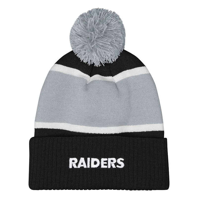 Girls Outerstuff  Black Las Vegas Raiders Let's Play Cuffed Knit Hat with Pom