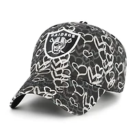 Girls Preschool '47 Black Las Vegas Raiders Mural Clean Up Adjustable Hat