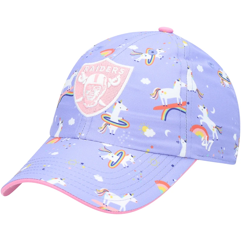 Casquette réglable pour fille Preschool '47 Purple Las Vegas Raiders Unicorn Clean Up