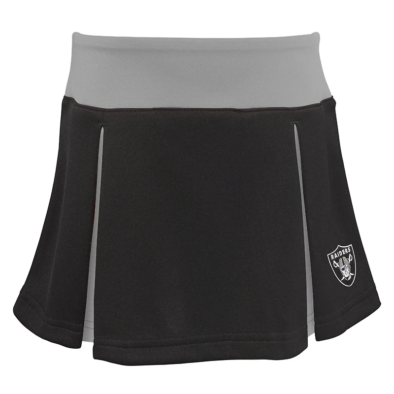 Ensemble deux pièces de pom-pom girl noir Las Vegas Raiders Spirit pour filles d'âge préscolaire avec bloomers