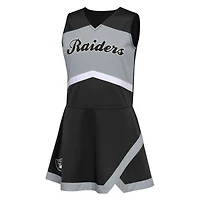Robe pull 2 ​​pièces Cheer Captain noire avec bloomers pour filles d'âge préscolaire Las Vegas Raiders