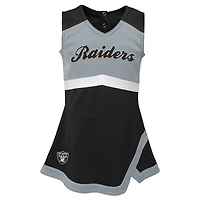 Robe noire de capitaine d'encouragement des Las Vegas Raiders pour tout-petits filles avec bloomers