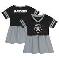 Robe en jersey noire à la mode pour petites filles des Las Vegas Raiders Stadium Lights