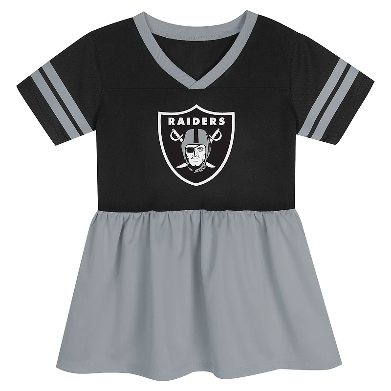 Robe en jersey noire à la mode pour petites filles des Las Vegas Raiders Stadium Lights