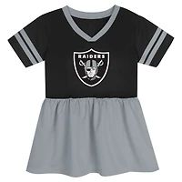 Robe en jersey noire à la mode pour petites filles des Las Vegas Raiders Stadium Lights