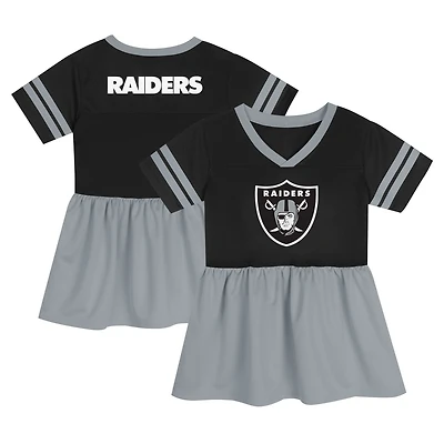 Robe en jersey noire à la mode pour petites filles des Las Vegas Raiders Stadium Lights