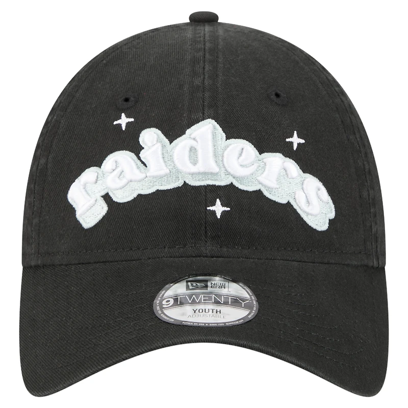 Girls Youth New Era  Black Las Vegas Raiders Cheer 9TWENTY Adjustable Hat