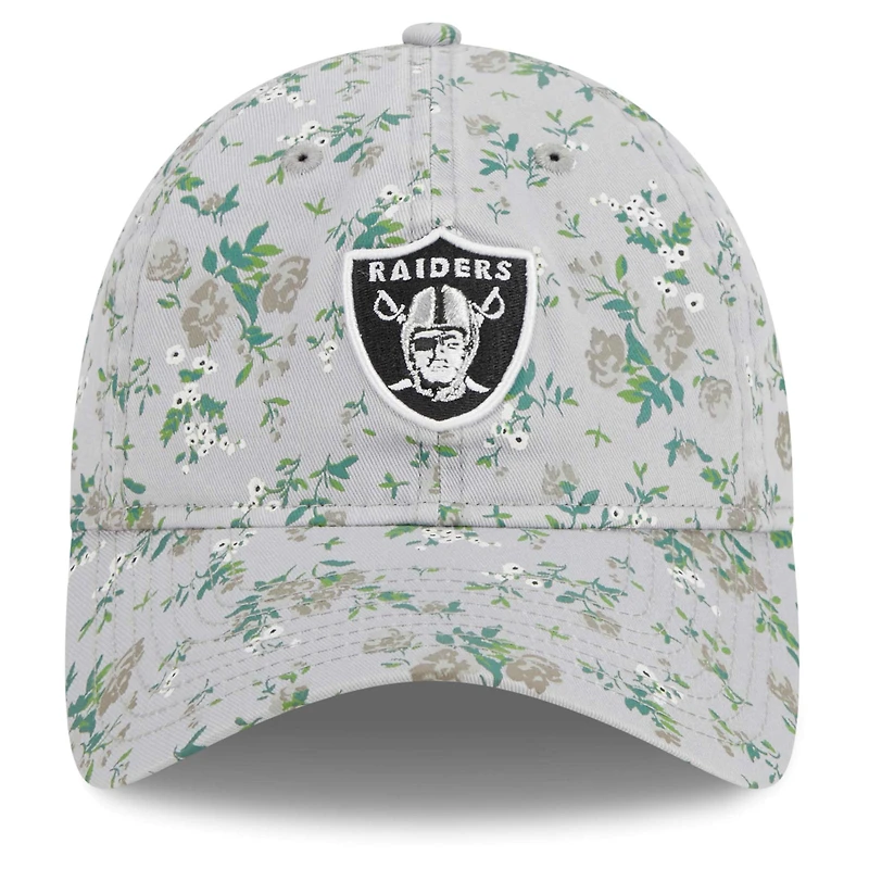 Girls Youth New Era Gray Las Vegas Raiders Bouquet 9TWENTY Adjustable Hat