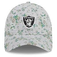 Girls Youth New Era Gray Las Vegas Raiders Bouquet 9TWENTY Adjustable Hat