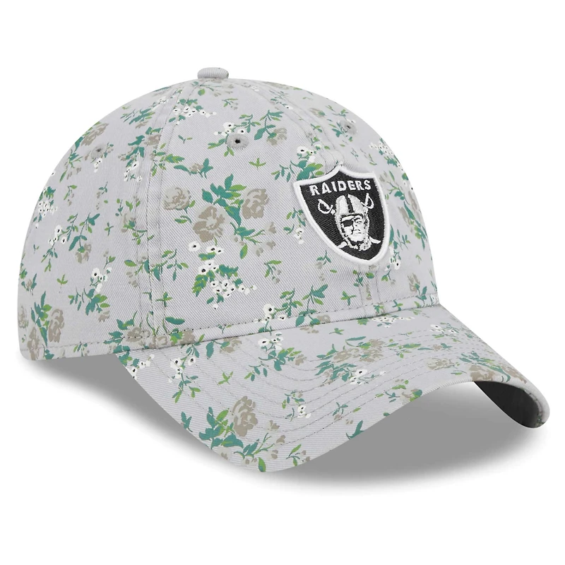 Girls Youth New Era Gray Las Vegas Raiders Bouquet 9TWENTY Adjustable Hat