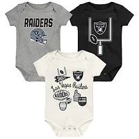 Infant & Newborn Outerstuff  Las Vegas Raiders Littlest Player Three-Piece Bodysuit Set