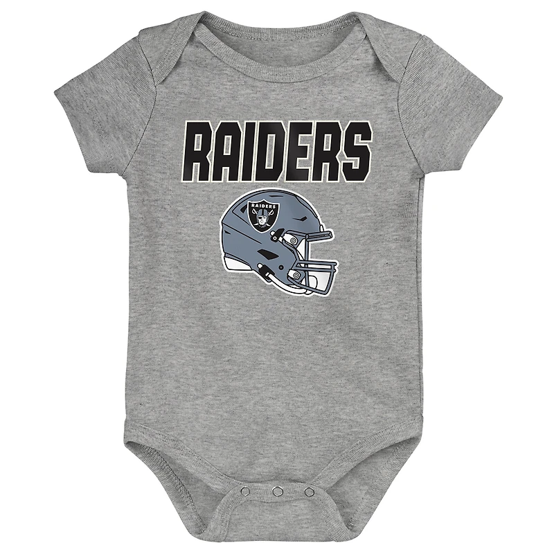 Infant & Newborn Outerstuff Las Vegas Raiders Littlest Player Three-Piece Bodysuit Set