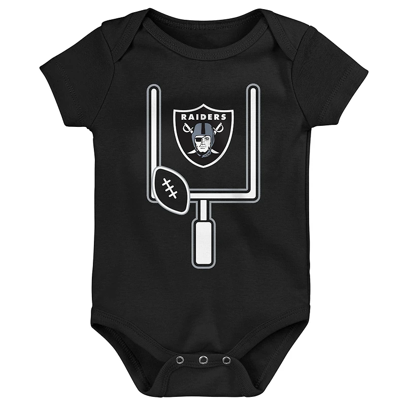 Infant & Newborn Outerstuff Las Vegas Raiders Littlest Player Three-Piece Bodysuit Set