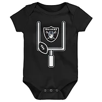 Infant & Newborn Outerstuff  Las Vegas Raiders Littlest Player Three-Piece Bodysuit Set