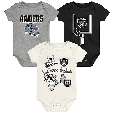 Ensemble de body trois pièces pour bébé et nouveau-né Outerstuff Las Vegas Raiders Littlest Player