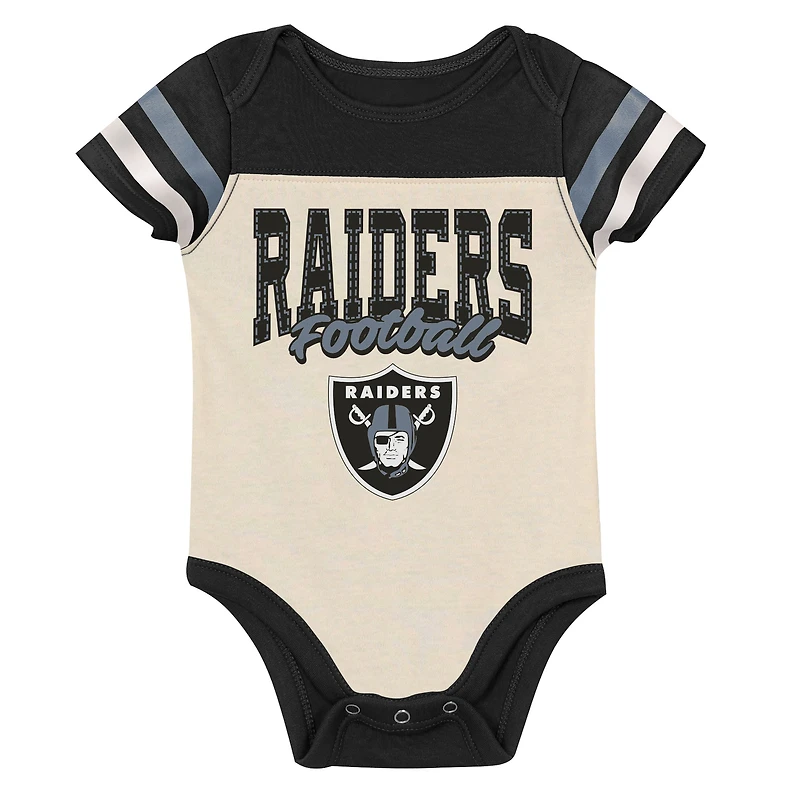 Ensemble trois pièces pour bébé et nouveau-né Outerstuff Las Vegas Raiders Up One : body, bavoir chaussons.